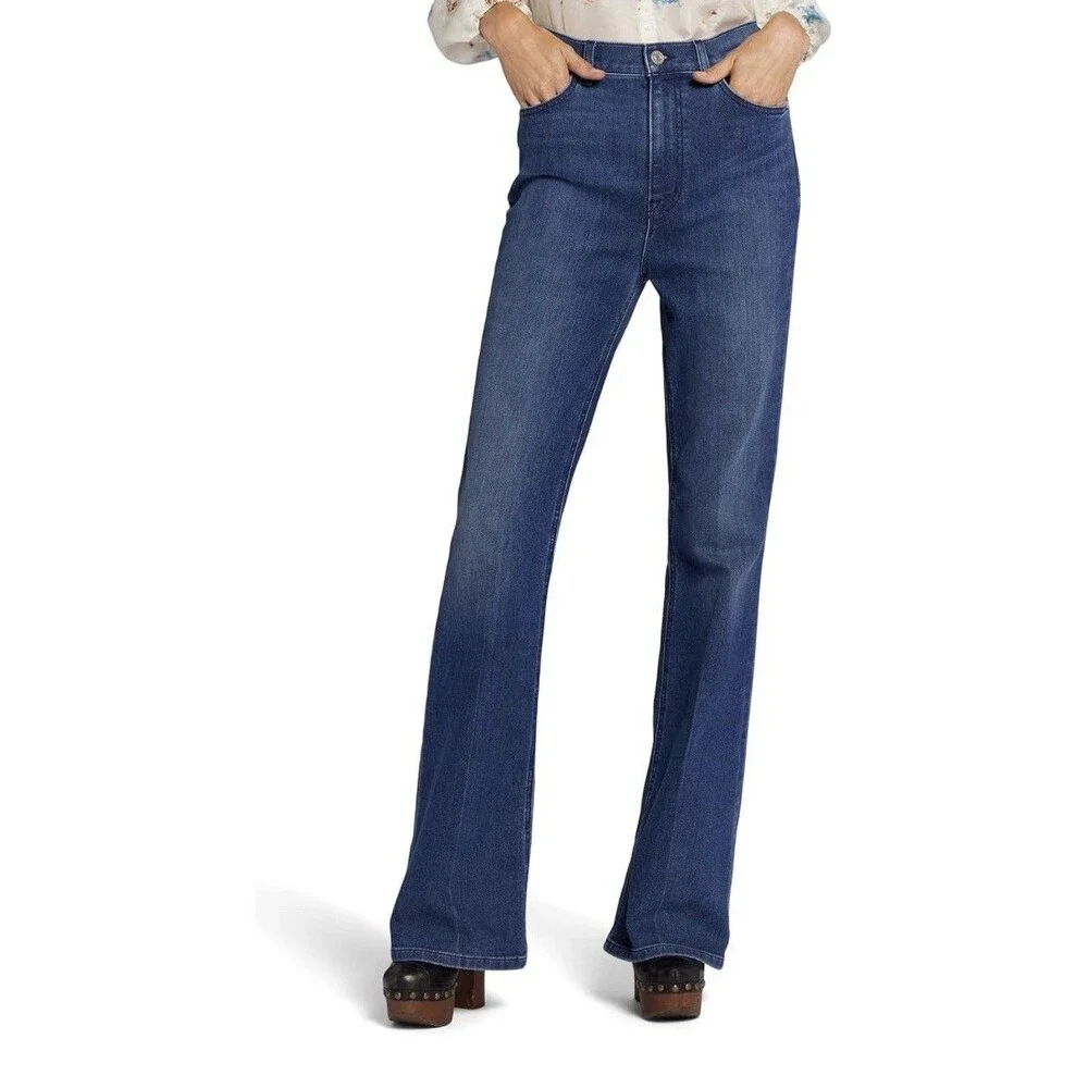 NEW Current/Elliott Womens Size 29 Side Street High Rise Flare Medium Wash Jeans